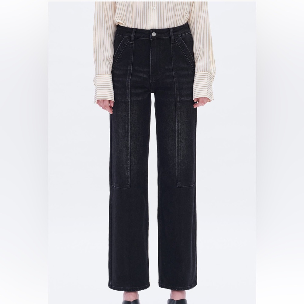 BAYEAS Black High Rise Wide Leg Denim Jeans Size 27-never worn perfect condition